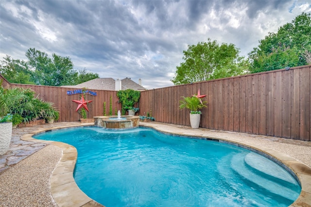 1407 Hickory Bend Dr, Allen, TX 75002 - view of swimming pool featuring a fenced backyard and a pool with connected hot tub