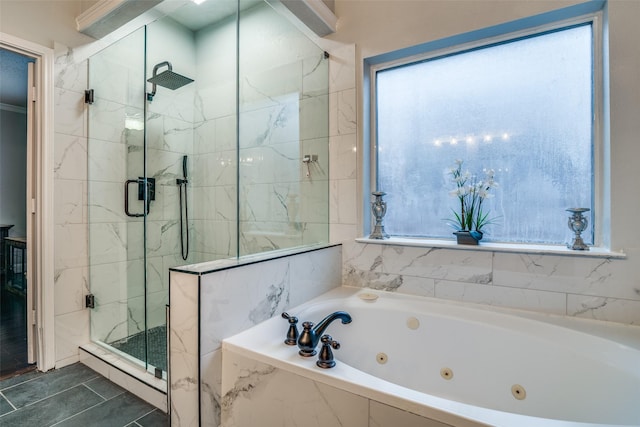 1407 Hickory Bend Dr, Allen, TX 75002 - bathroom with a marble finish shower and a whirlpool tub