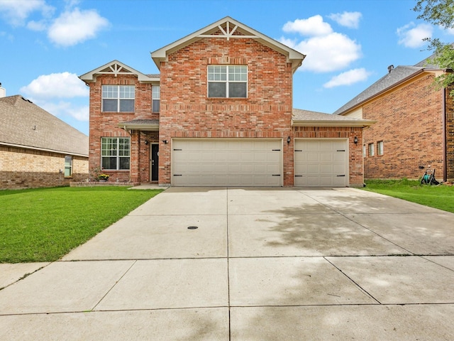 5221 Wheat Sheaf Trl, Fort Worth, TX 76179 - traditional home with brick siding, a front lawn, and concrete driveway