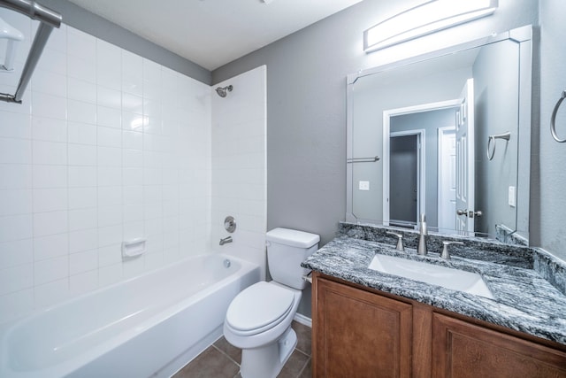 4928 Heather Glen Trl, Mckinney, TX 75070 - bathroom with toilet, tub / shower combination, vanity, and tile patterned flooring