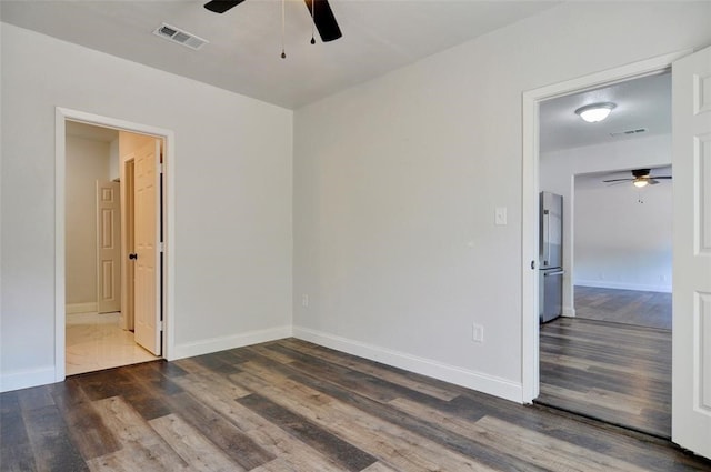 4363 Lisbon St, Fort Worth, TX 76107 - unfurnished room with ceiling fan, wood finished floors, and baseboards