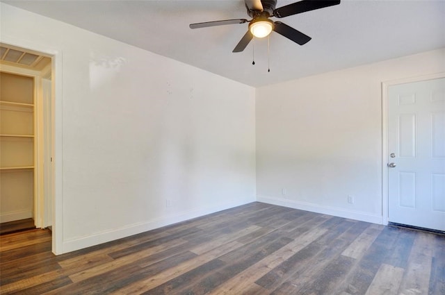 4363 Lisbon St, Fort Worth, TX 76107 - unfurnished room with dark wood-type flooring, a ceiling fan, and baseboards