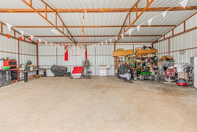 garage featuring metal wall