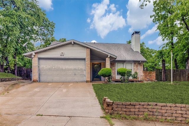 410 Lone Oak Cir, Euless, TX 76039 - view of front of property featuring brick siding, concrete driveway, a garage, a chimney, and a shingled roof