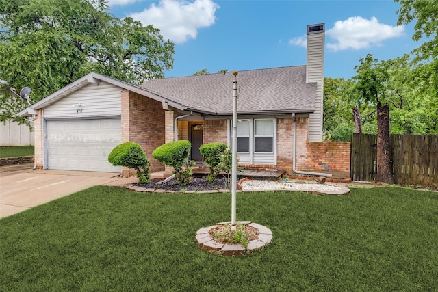 410 Lone Oak Cir, Euless, TX 76039 - view of front of house featuring brick siding, a garage, driveway, a chimney, and roof with shingles
