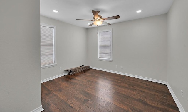 2709 Sarah St, Waco, TX 76706 - unfurnished room featuring ceiling fan, baseboards, recessed lighting, and wood finished floors