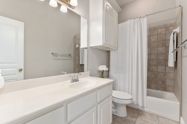 11109 Brook Green Ln, Haslet, TX 76052 - full bath with tile patterned flooring, toilet, vanity, and shower / tub combo with curtain