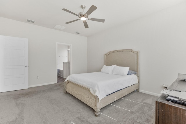 628 Hidden Cove Dr, Princeton, TX 75407 - bedroom with carpet floors, baseboards, a ceiling fan, and ensuite bath