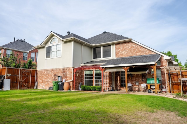3221 Summerfield Dr, Richardson, TX 75082 - back of house with brick siding, a patio area, and a shingled roof