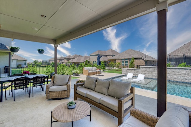 3008 Tea Olive Dr, Heath, TX 75126 - view of patio with an outdoor hangout area, a residential view, and fence