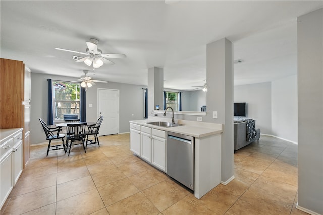1833 Ramada Trl, Fort Worth, TX 76247 - kitchen with a sink, dishwasher, a ceiling fan, and healthy amount of natural light