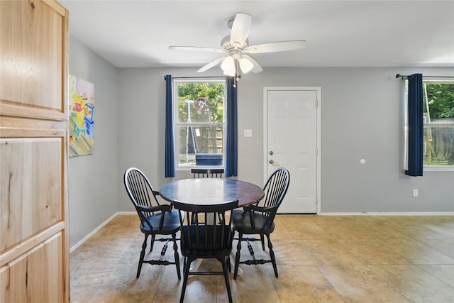 1833 Ramada Trl, Fort Worth, TX 76247 - dining room with plenty of natural light, ceiling fan, and baseboards