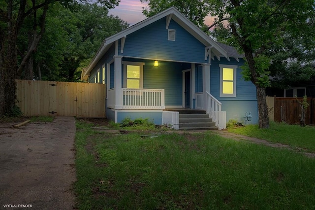 1713 Reuter Ave, Waco, TX 76708 - bungalow-style house with covered porch, fence, and driveway