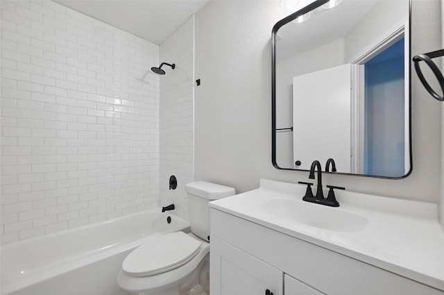 3169 Longbow Dr, Grand Prairie, TX 75052 - bathroom featuring toilet, vanity, and shower / washtub combination