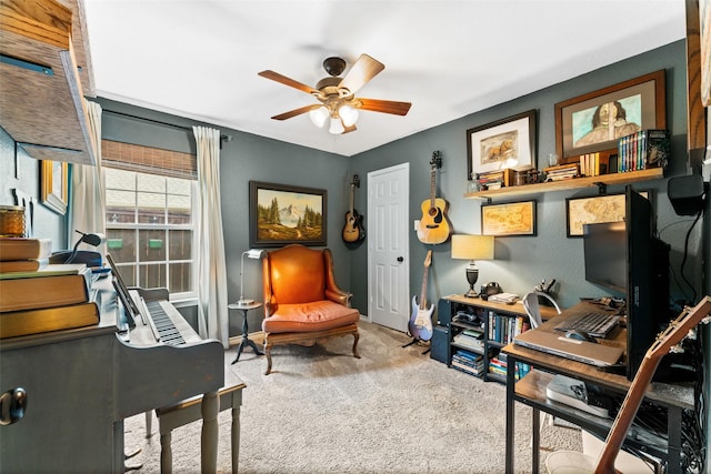 108 Honeysuckle Dr, Justin, TX 76247 - carpeted office featuring a ceiling fan and baseboards