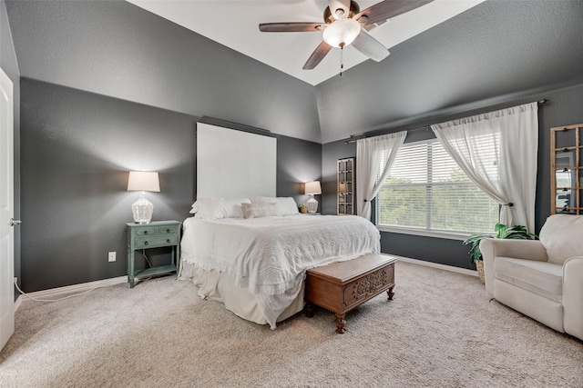 5221 Buckthorn Dr, Mckinney, TX 75071 - bedroom with vaulted ceiling, baseboards, carpet flooring, and a ceiling fan