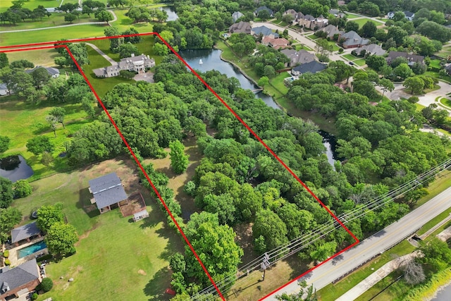 800 John Mccain Rd, Colleyville, TX 76034 - aerial overview of property's location featuring property boundaries highlighted and a large body of water