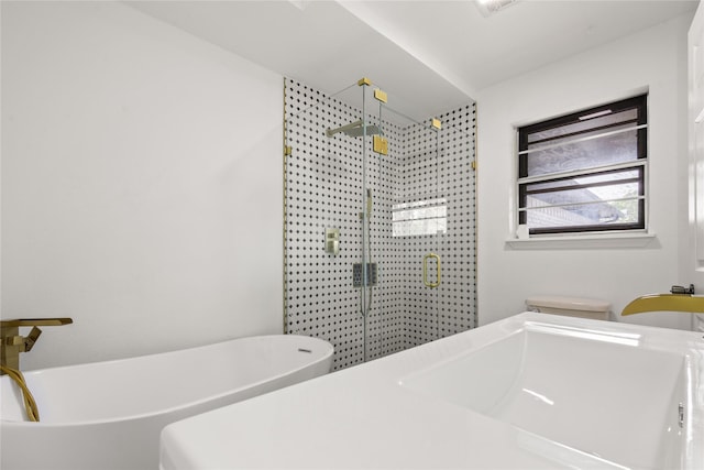 5726 Enchanted Ln, Dallas, TX 75227 - full bathroom with a stall shower and a freestanding bath