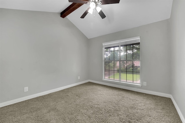 unfurnished room with carpet floors, a ceiling fan, and baseboards