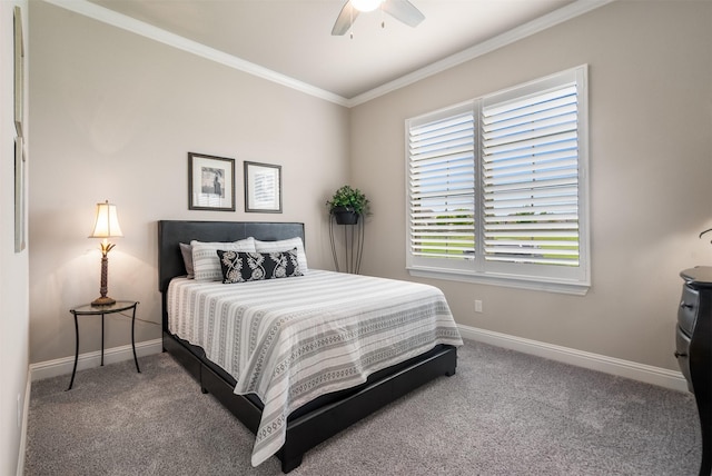 233 Park N Ln, Keller, TX 76248 - bedroom featuring baseboards, carpet floors, crown molding, and ceiling fan
