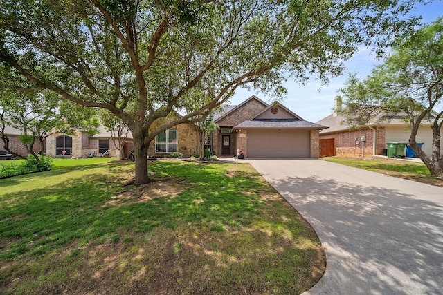 816 Ridgecrest Ct, Aubrey, TX 76227 - view of front of home with a garage, brick siding, concrete driveway, and a front lawn