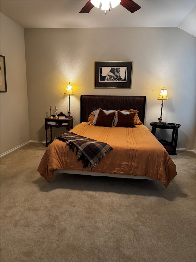 2044 Meadow Park Dr, Princeton, TX 75407 - bedroom with carpet flooring, baseboards, a ceiling fan, and vaulted ceiling
