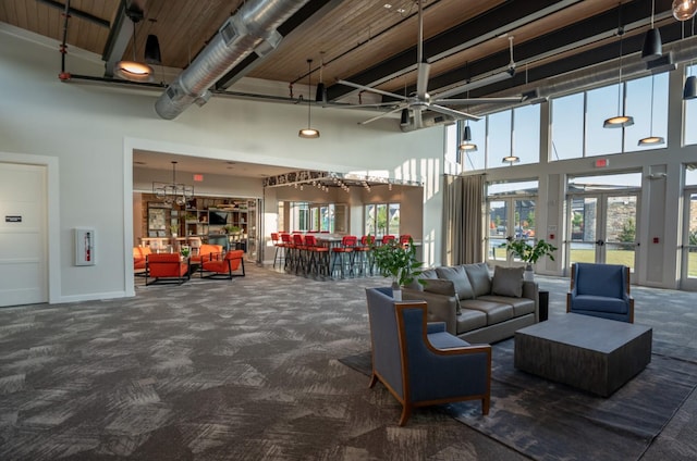 community lobby featuring a high ceiling