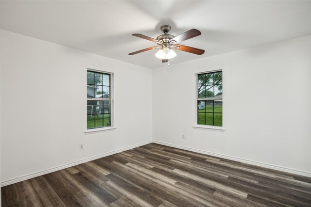 182 Willowcreek Ln, Rockwall, TX 75032 - unfurnished room with dark wood-style flooring, ceiling fan, and baseboards