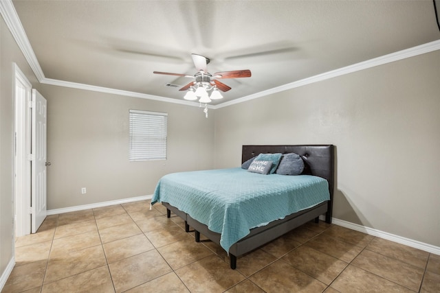 182 Willowcreek Ln, Rockwall, TX 75032 - tiled bedroom featuring crown molding and a ceiling fan