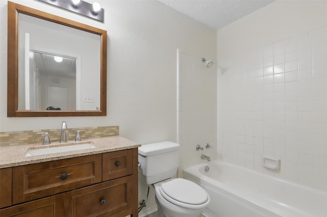 1021 Irene St, Burleson, TX 76028 - full bathroom featuring toilet, vanity,  shower combination, and a textured ceiling