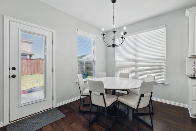 3200 Hawks View Ln, Denton, TX 76208 - dining room with a chandelier and dark wood-style flooring