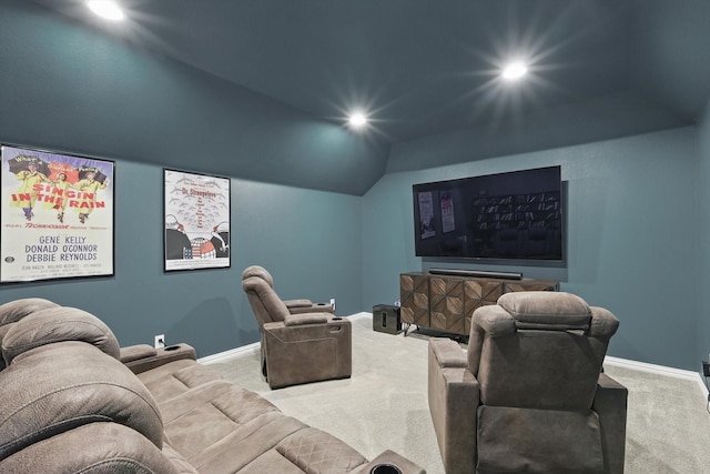 3200 Hawks View Ln, Denton, TX 76208 - carpeted cinema room featuring vaulted ceiling and recessed lighting