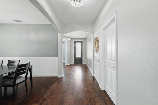 3200 Hawks View Ln, Denton, TX 76208 - entryway with arched walkways and dark wood-style floors