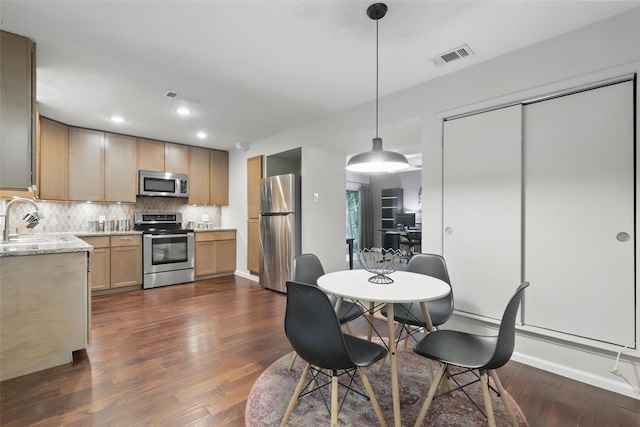 1738 Northaven Ct, Arlington, TX 76012 - dining area with dark wood finished floors, recessed lighting, and baseboards