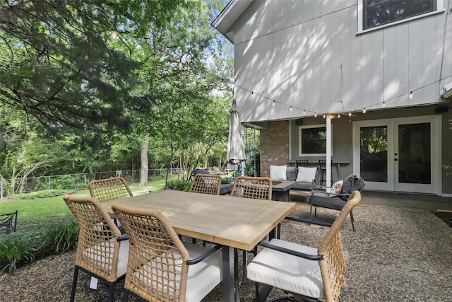 1738 Northaven Ct, Arlington, TX 76012 - view of patio / terrace featuring french doors and outdoor dining space