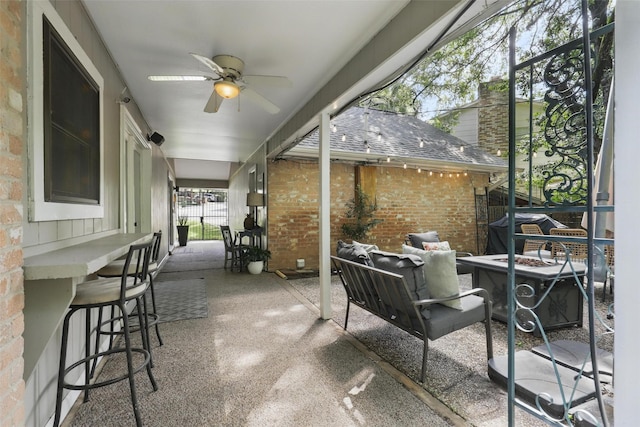 1738 Northaven Ct, Arlington, TX 76012 - view of patio with ceiling fan and grilling area