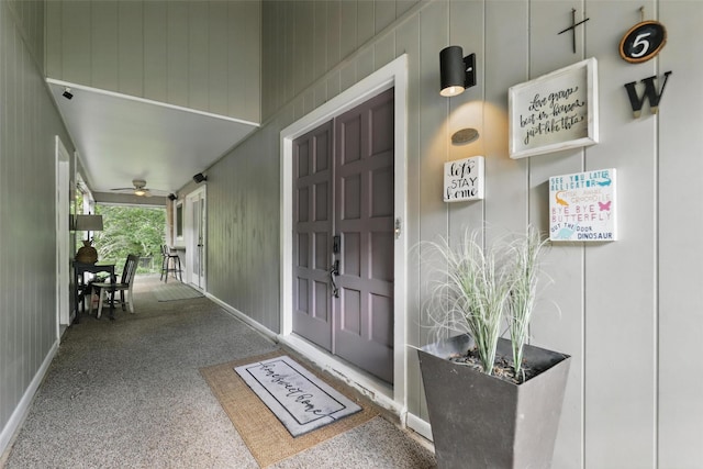1738 Northaven Ct, Arlington, TX 76012 - doorway to property featuring ceiling fan and a porch