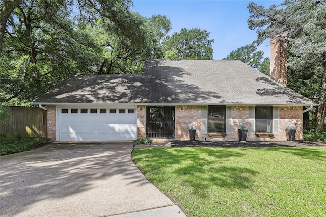 1738 Northaven Ct, Arlington, TX 76012 - view of front of home with brick siding, a garage, concrete driveway, and a shingled roof