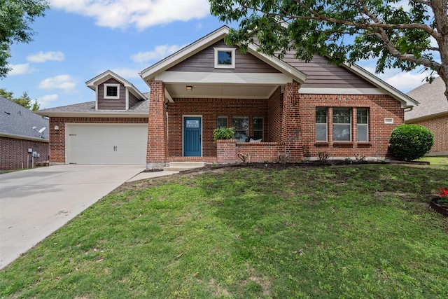 6328 Pinionpark Way, Fort Worth, TX 76179 - view of front of home featuring brick siding, a front yard, driveway, and a garage