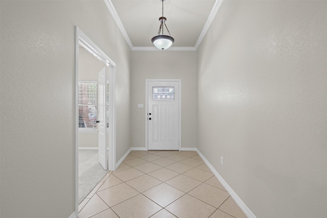 6328 Pinionpark Way, Fort Worth, TX 76179 - foyer featuring crown molding, light tile patterned flooring, and baseboards