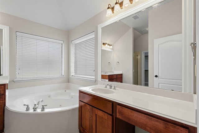 6328 Pinionpark Way, Fort Worth, TX 76179 - bathroom with vanity, a jetted tub, and a shower stall
