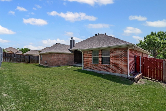 6328 Pinionpark Way, Fort Worth, TX 76179 - rear view of house featuring brick siding, a shingled roof, and a chimney
