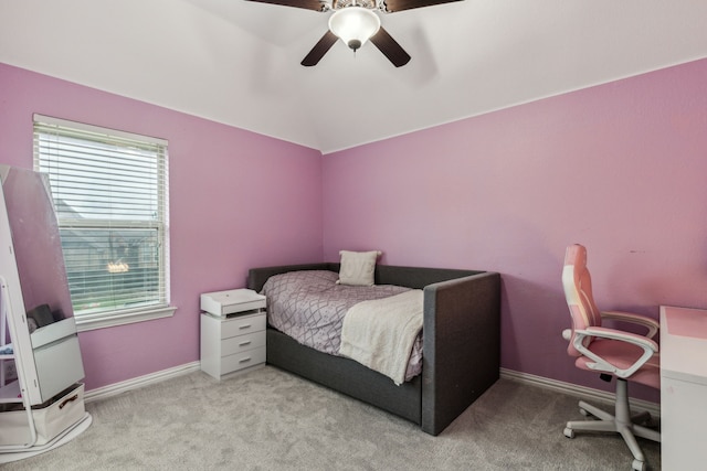 2831 Sheffield Ct, Trophy Club, TX 76262 - carpeted bedroom with multiple windows, ceiling fan, baseboards, and lofted ceiling