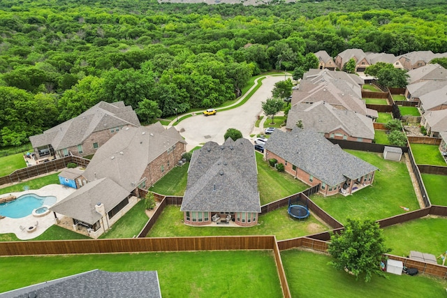 2831 Sheffield Ct, Trophy Club, TX 76262 - aerial view of residential area with a forest and a pool area