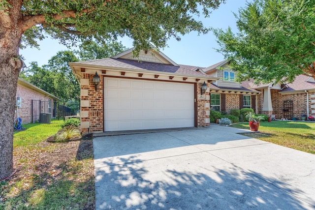 348 Terra Verde Ln, Mckinney, TX 75069 - view of front facade featuring brick siding, driveway, a garage, cooling unit, and fence