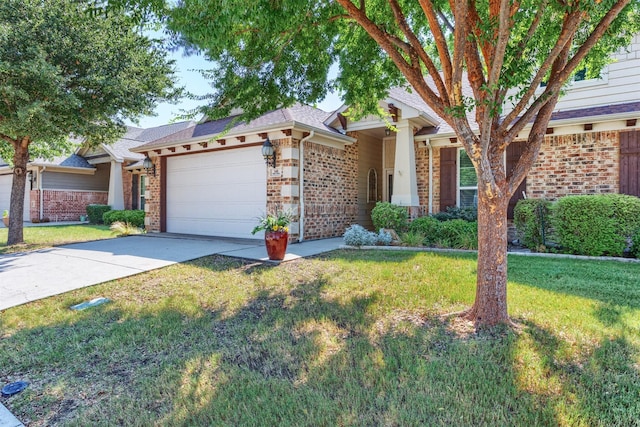 348 Terra Verde Ln, Mckinney, TX 75069 - view of front of property with an attached garage, concrete driveway, a front lawn, and brick siding