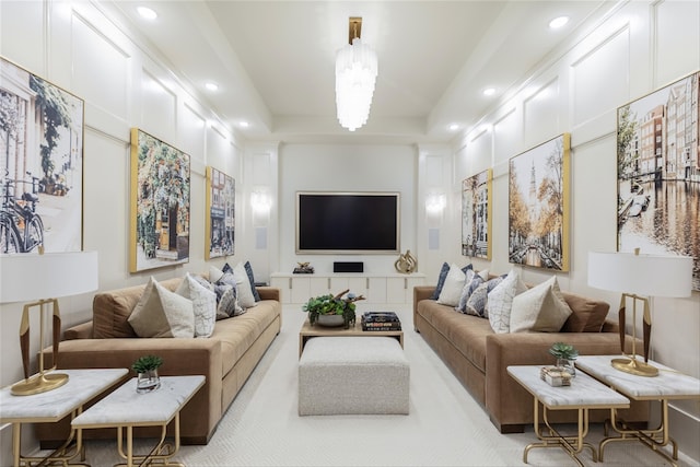 2300 Sorrelwood Ct, Celina, TX 75009 - living room featuring recessed lighting and light carpet