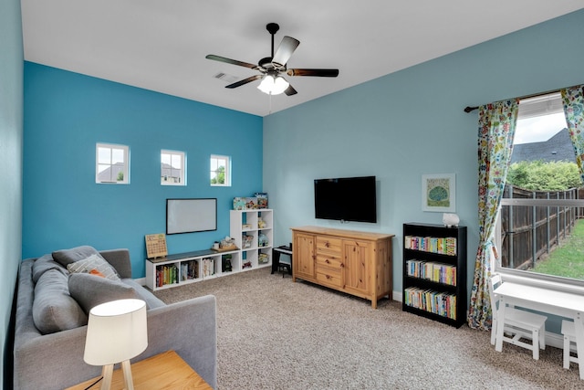 102 Willowbrook Dr, Waxahachie, TX 75165 - carpeted living area featuring plenty of natural light and a ceiling fan