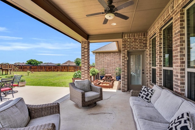 102 Willowbrook Dr, Waxahachie, TX 75165 - view of patio with outdoor lounge area and ceiling fan