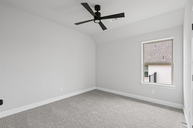 11612 Panther Dr, Godley, TX 76044 - unfurnished room with ceiling fan, lofted ceiling, baseboards, and carpet flooring